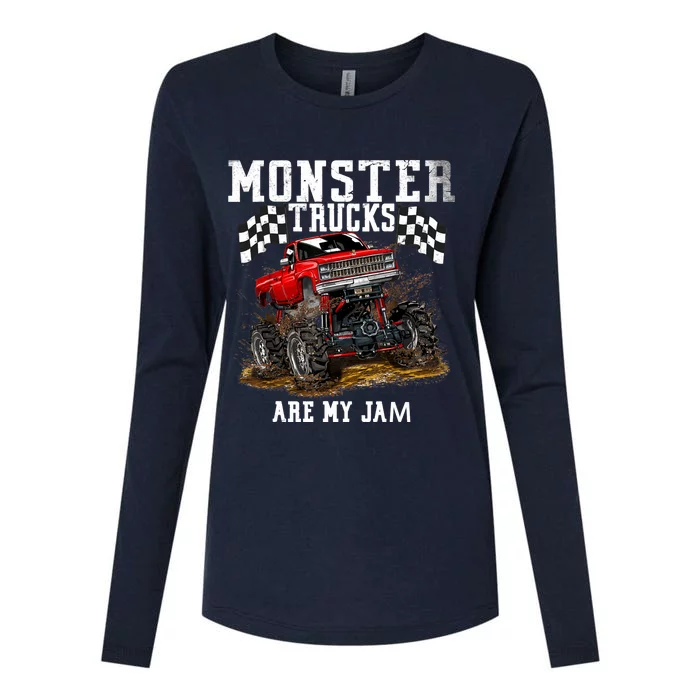 Monster Truck Are My Jam Gift Vintage Womens Cotton Relaxed Long Sleeve T-Shirt