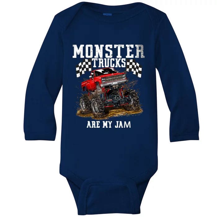 Monster Truck Are My Jam Gift Vintage Baby Long Sleeve Bodysuit