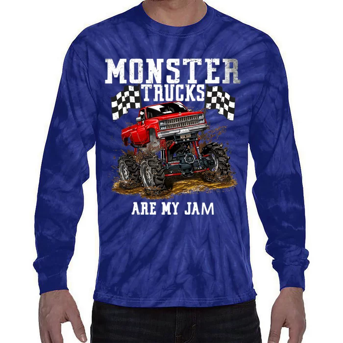 Monster Truck Are My Jam Gift Vintage Tie-Dye Long Sleeve Shirt