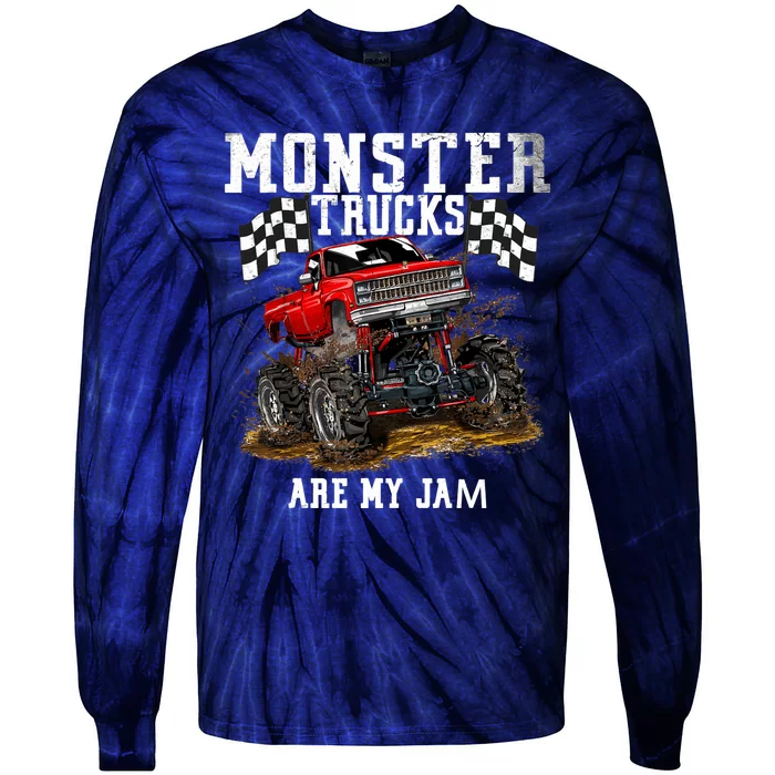 Monster Truck Are My Jam Gift Vintage Tie-Dye Long Sleeve Shirt