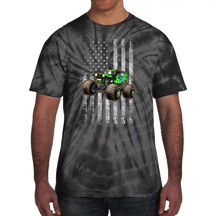 Monster Truck Are My Jam American Flag USA Patriotic Tie-Dye T-Shirt