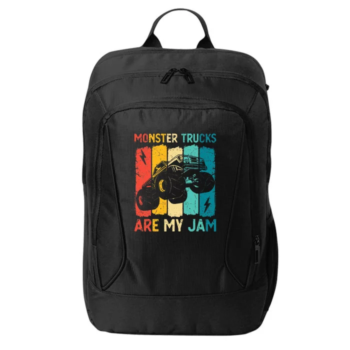 Monster Trucks Are My Jam Retro Vintage Monster Truck City Backpack