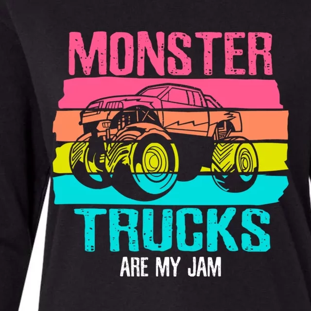 Monster Trucks Are My Jam Engines Truck Car Lovers Trucker Gift Womens Cotton Relaxed Long Sleeve T-Shirt