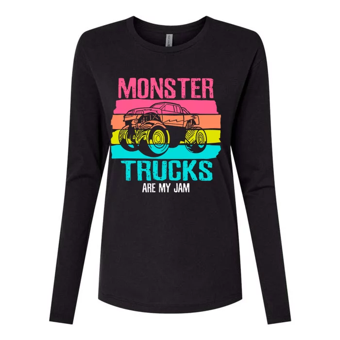 Monster Trucks Are My Jam Engines Truck Car Lovers Trucker Gift Womens Cotton Relaxed Long Sleeve T-Shirt