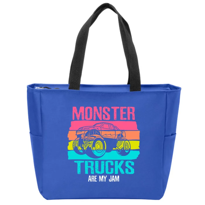 Monster Trucks Are My Jam Engines Truck Car Lovers Trucker Gift Zip Tote Bag