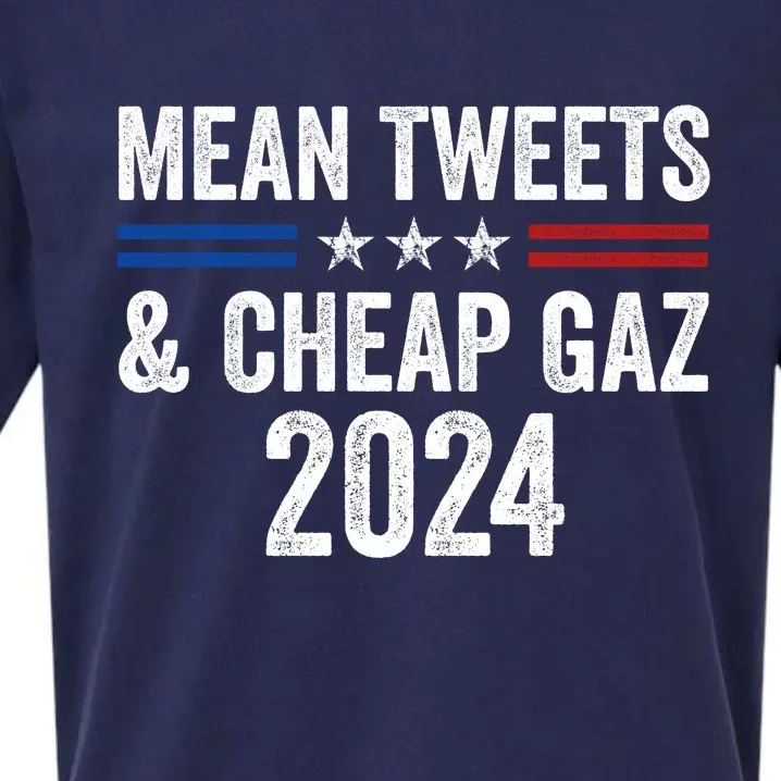 Mean Tweets And Cheap Gas Funny Donald Trump 2024 Sueded Cloud Jersey T-Shirt