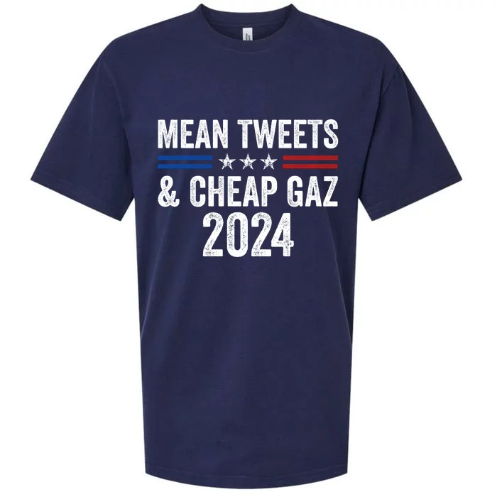 Mean Tweets And Cheap Gas Funny Donald Trump 2024 Sueded Cloud Jersey T-Shirt