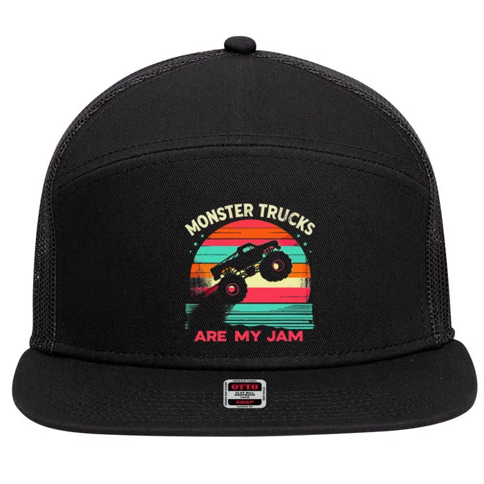 Monster Trucks Are My Jam Sunset 7 Panel Mesh Trucker Snapback Hat