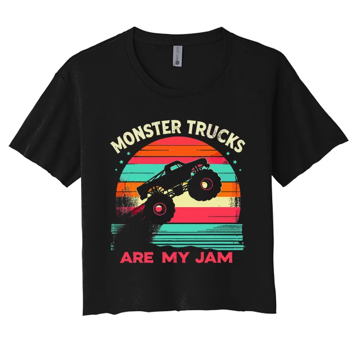 Monster Trucks Are My Jam Sunset Women's Crop Top Tee