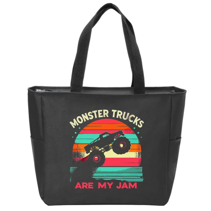 Monster Trucks Are My Jam Sunset Zip Tote Bag