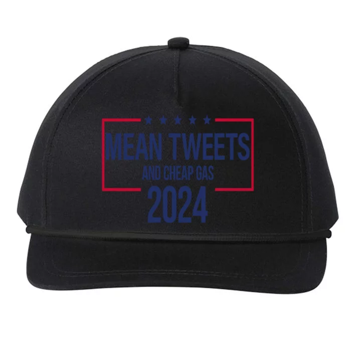 Mean Tweets And Cheap Gas 2024 President Donald Trump Snapback Five-Panel Rope Hat