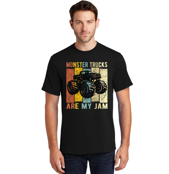 Monster Trucks Are My Jam Vintage Retro Monster Truck Tall T-Shirt