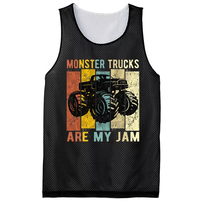 Monster Trucks Are My Jam Vintage Retro Monster Truck Mesh Reversible Basketball Jersey Tank