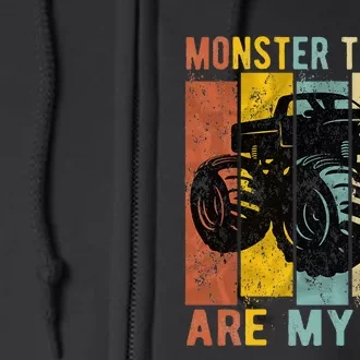 Monster Trucks Are My Jam Vintage Retro Monster Truck Full Zip Hoodie