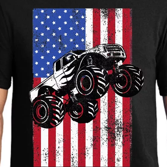 Monster Truck American Flag Racing Usa Patriotic America Pajama Set