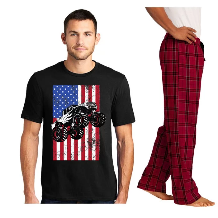 Monster Truck American Flag Racing Usa Patriotic America Pajama Set