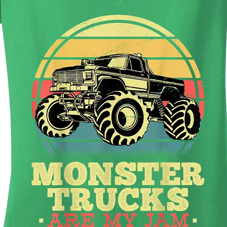 Monster Truck Are My Jam For Monster Truck Lovers Women's V-Neck T-Shirt