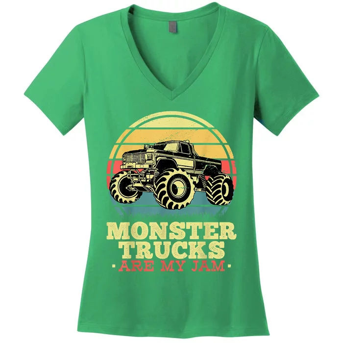 Monster Truck Are My Jam For Monster Truck Lovers Women's V-Neck T-Shirt