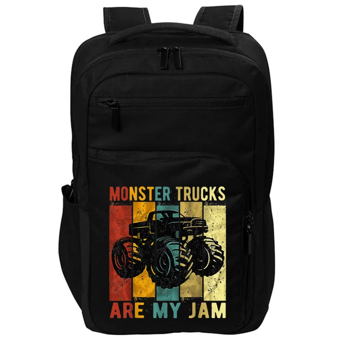 Monster Trucks Are My Jam Vintage Retro Monster Truck Impact Tech Backpack