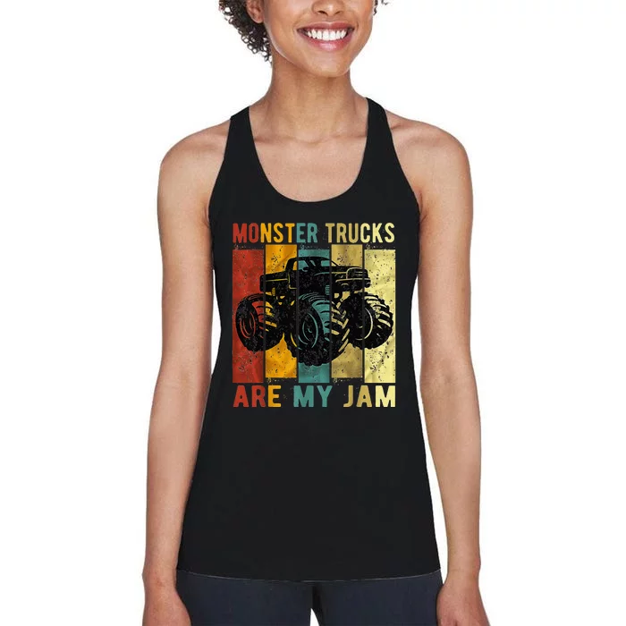 Monster Trucks Are My Jam Vintage Retro Monster Truck Women's Racerback Tank