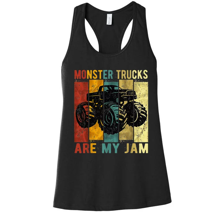 Monster Trucks Are My Jam Vintage Retro Monster Truck Women's Racerback Tank