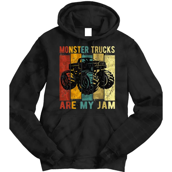 Monster Trucks Are My Jam Vintage Retro Monster Truck Tie Dye Hoodie