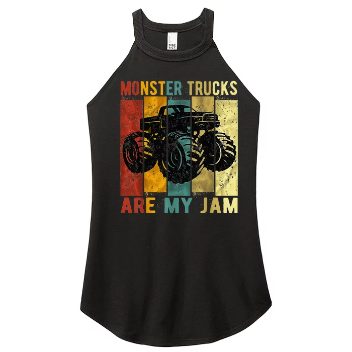 Monster Trucks Are My Jam Vintage Retro Monster Truck Women’s Perfect Tri Rocker Tank