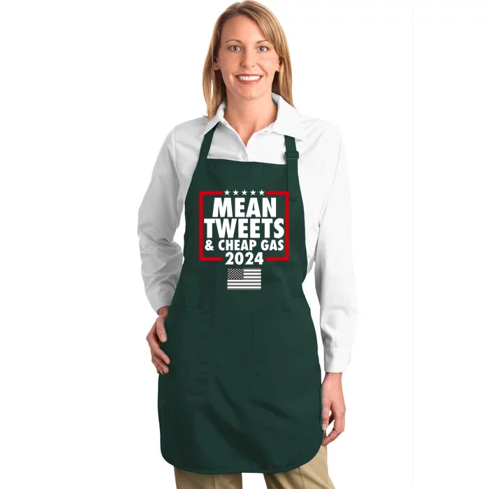 Mean Tweets And Cheap Gas Trump 2024 Full-Length Apron With Pocket