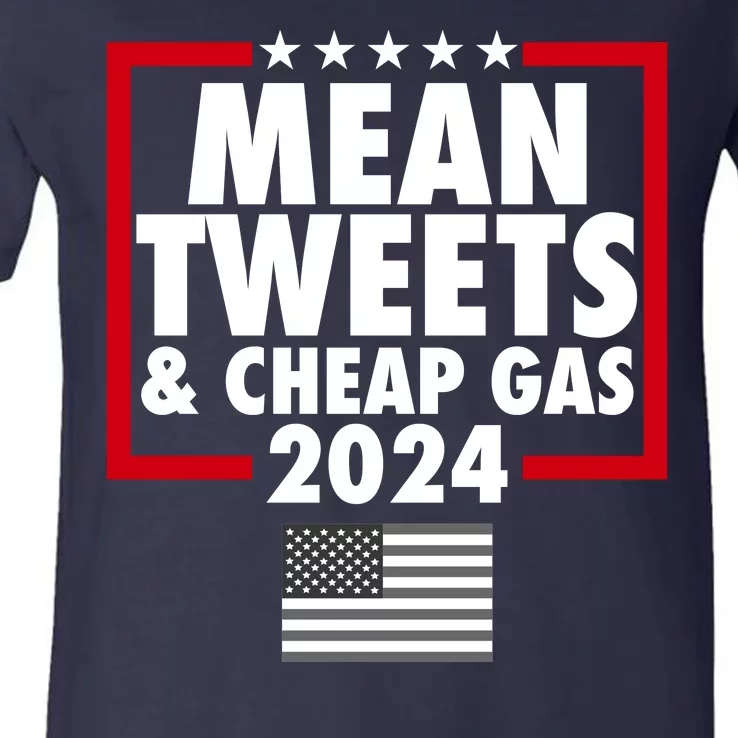 Mean Tweets And Cheap Gas Trump 2024 V-Neck T-Shirt