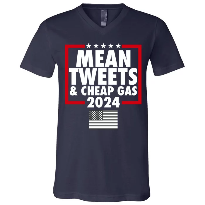 Mean Tweets And Cheap Gas Trump 2024 V-Neck T-Shirt