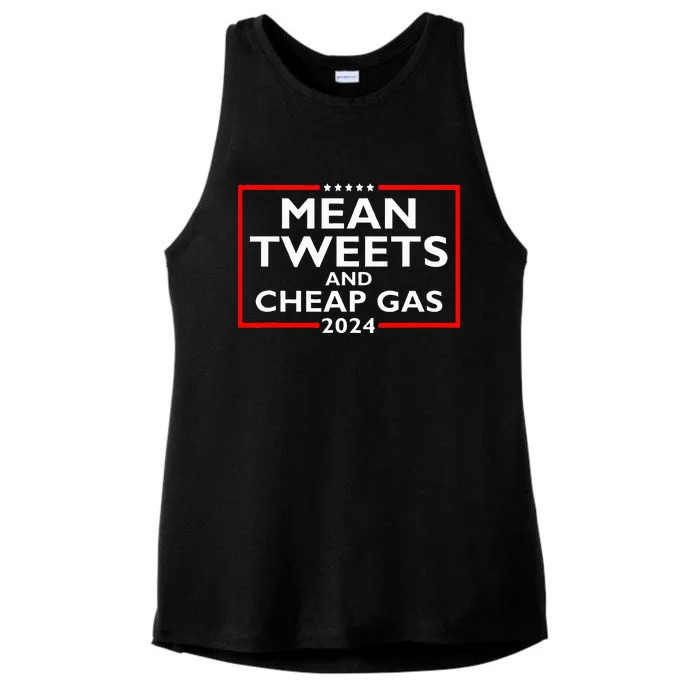 Mean Tweets And Cheap Gas Funny 2024 ProTrump Election Ladies Tri-Blend Wicking Tank