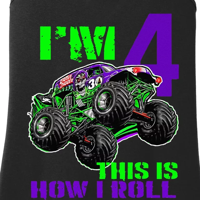 Monster Trucks Are My Jam 4th Birthday Boy 4 Years Old Ladies Essential Tank