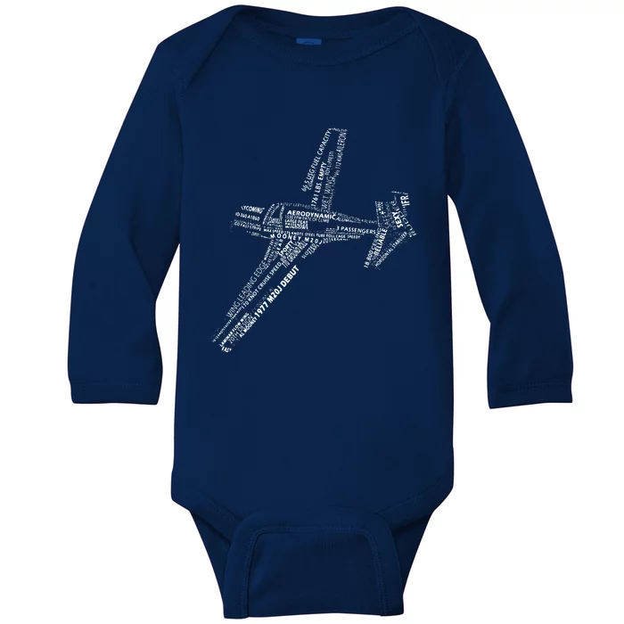 M20 Typography Airplane Aviation Pilot Baby Long Sleeve Bodysuit