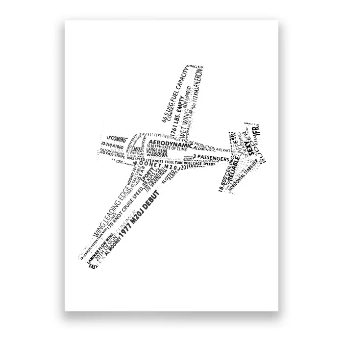 M20 Typography Airplane Aviation Pilot Poster