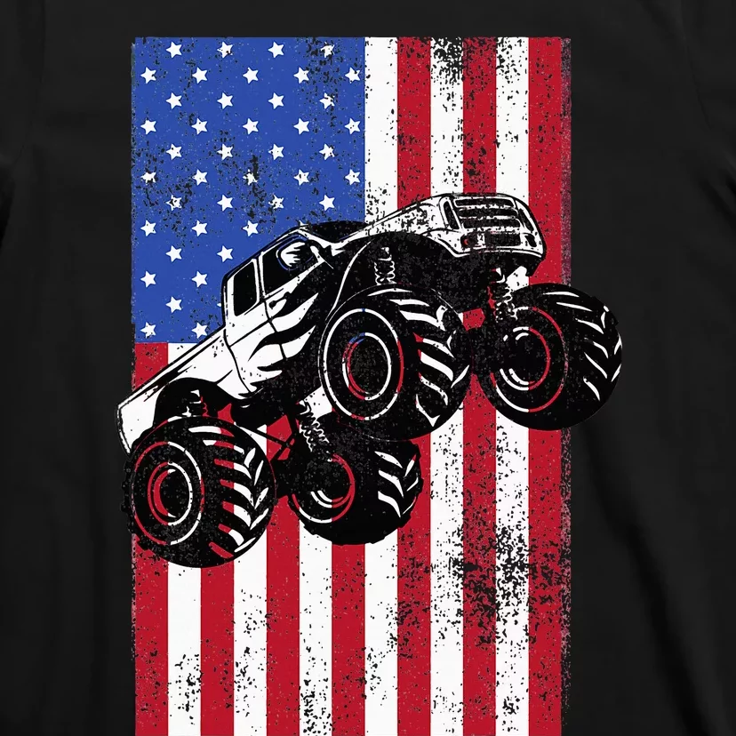 Monster Truck American Flag Racing Usa Patriotic America T-Shirt