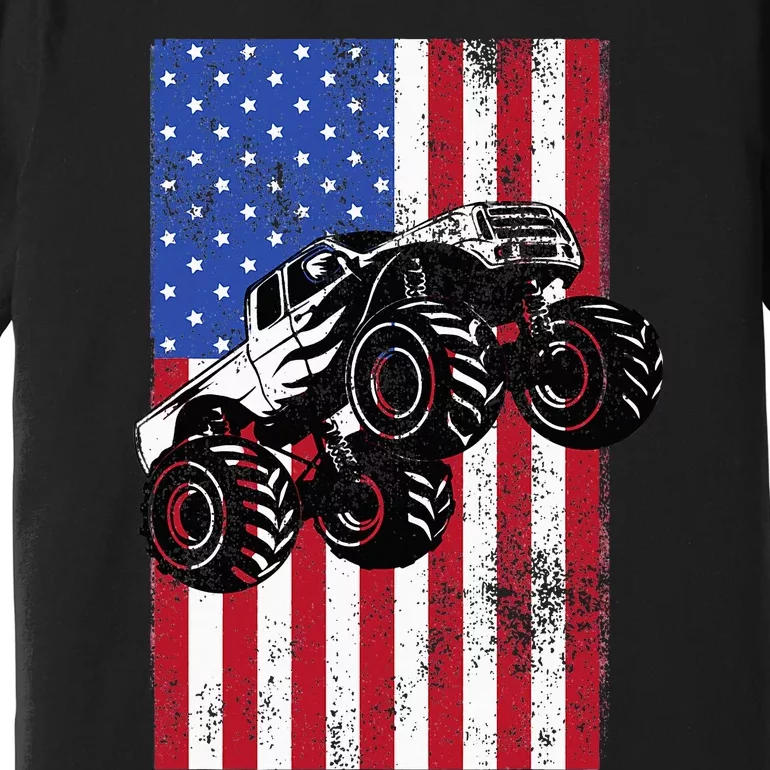 Monster Truck American Flag Racing Usa Patriotic America Premium T-Shirt