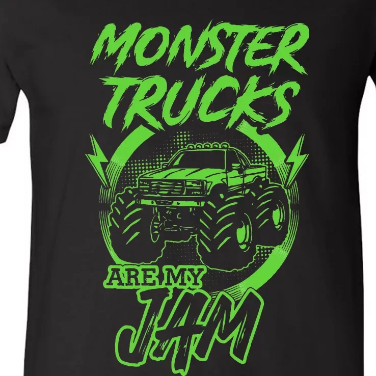 Monster Trucks Are My Jam Rally V-Neck T-Shirt