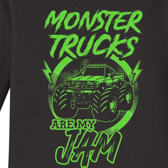 Monster Trucks Are My Jam Rally Baby Long Sleeve Bodysuit