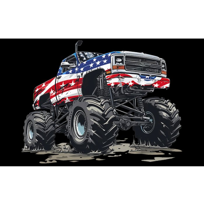 Monster Truck American Flag Boy 4th Of July Bumper Sticker