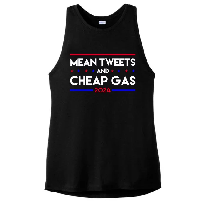 Mean Tweets And Cheap Gas 2024 Funny Political Ladies Tri-Blend Wicking Tank