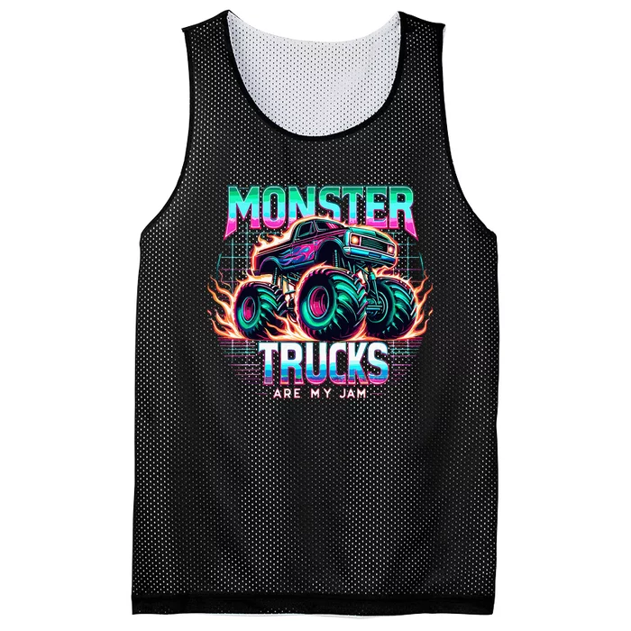 Monster Trucks Are My Jam Mesh Reversible Basketball Jersey Tank