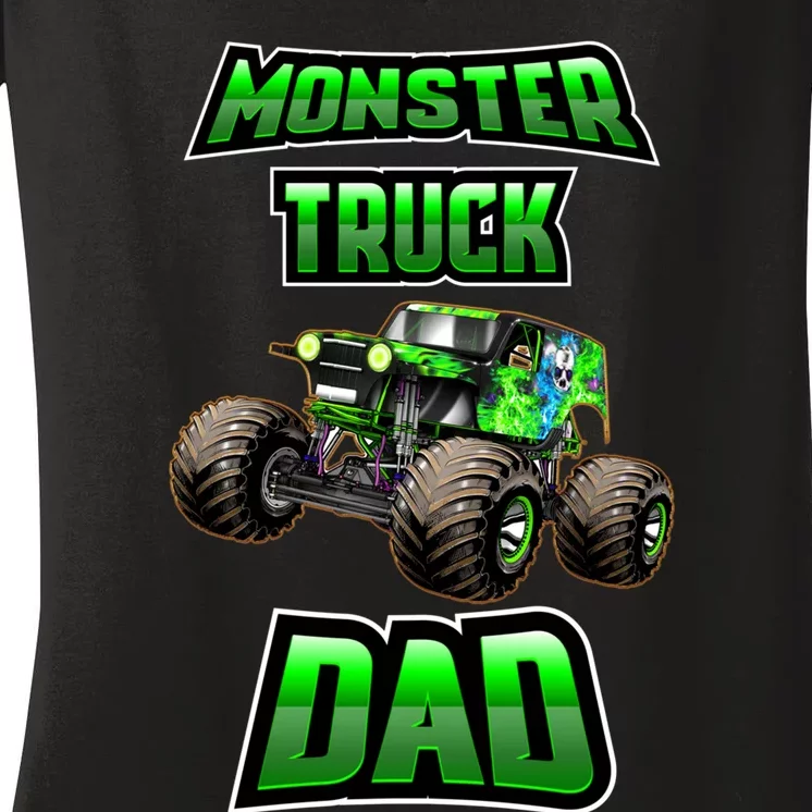 Monster Trucks Are My Jam Monster Truck Dad Women's V-Neck T-Shirt