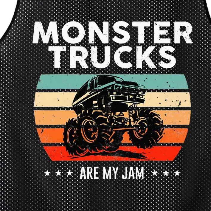 Monster Truck Are My Jam Retro Sunset Cool Engines Mesh Reversible Basketball Jersey Tank