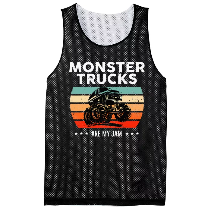 Monster Truck Are My Jam Retro Sunset Cool Engines Mesh Reversible Basketball Jersey Tank