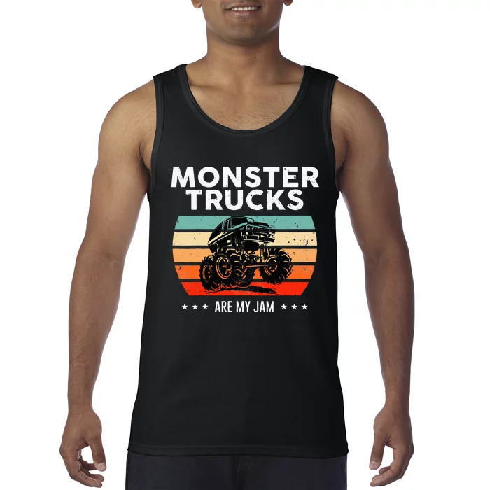 Monster Truck Are My Jam Retro Sunset Cool Engines Tank Top