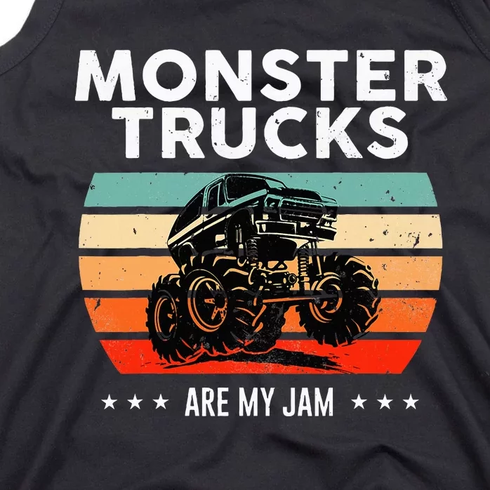 Monster Truck Are My Jam Retro Sunset Cool Engines Tank Top