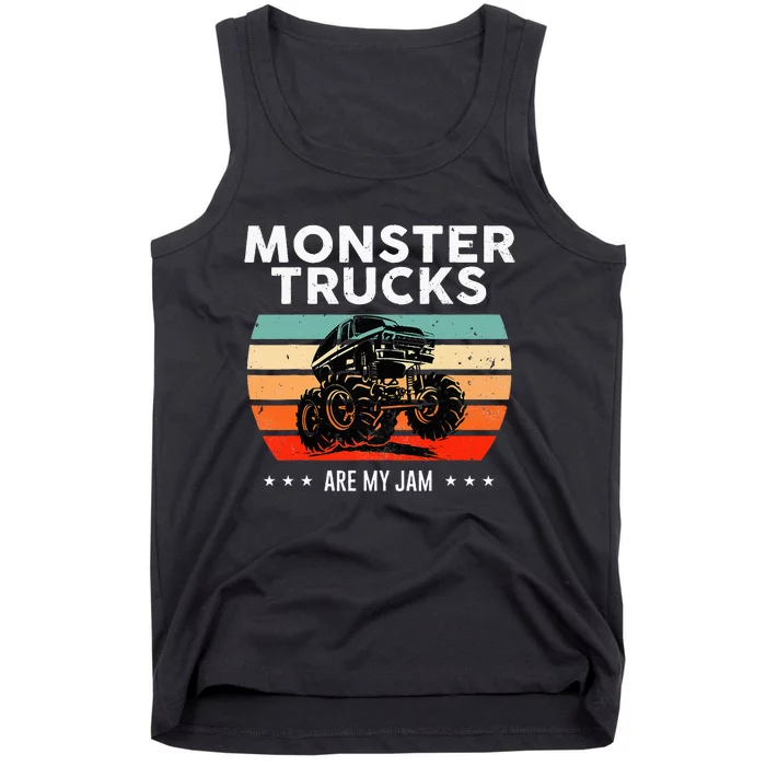 Monster Truck Are My Jam Retro Sunset Cool Engines Tank Top