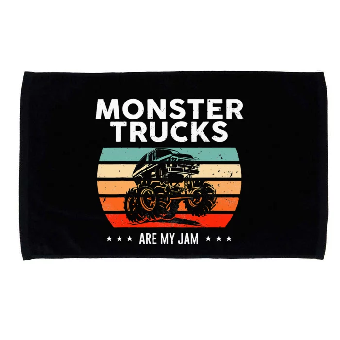 Monster Truck Are My Jam Retro Sunset Cool Engines Microfiber Hand Towel