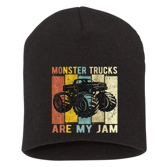 Monster Trucks Are My Jam Vintage Retro Monster Truck Short Acrylic Beanie