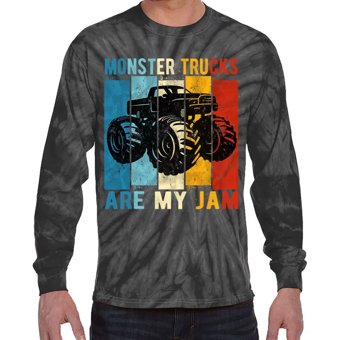 Monster Trucks Are My Jam Vintage Retro Monster Truck Tie-Dye Long Sleeve Shirt